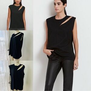 MARCELLA Black Sleeveless Cut-Out Top